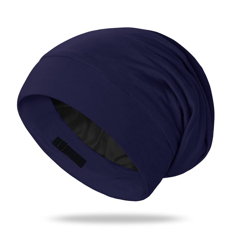 OLESILK Mulberry Silk Bonnet for Men Mens Bonnet for Curly Hair 100 Real Silk Hair Bonnet for Sleeping Night Cap for Frizzy Hair Navy